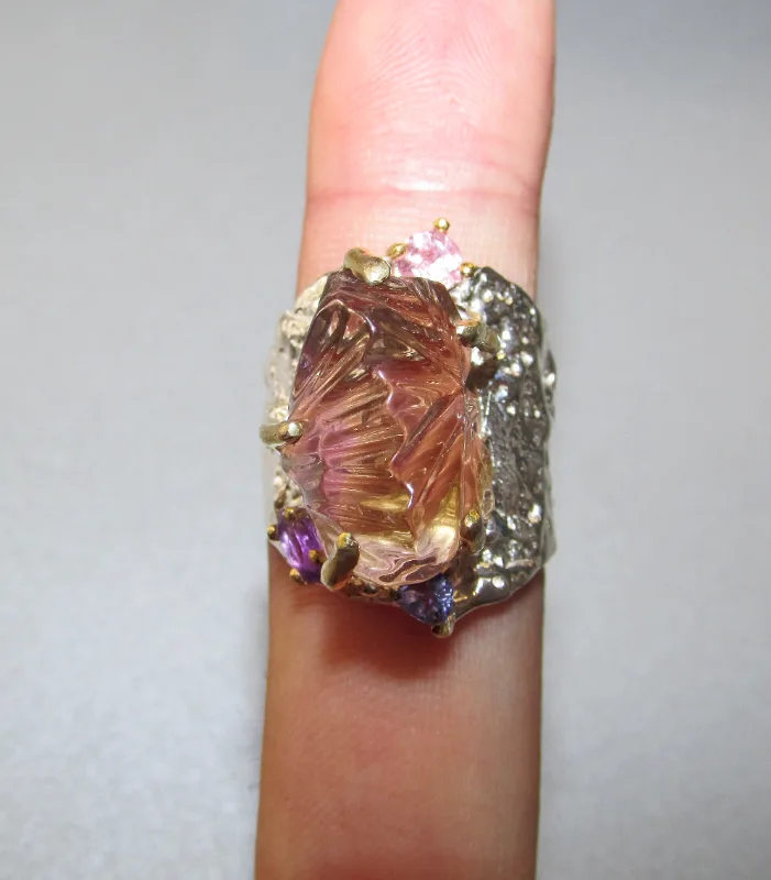 925 silver ring with ametrine 20 carat
