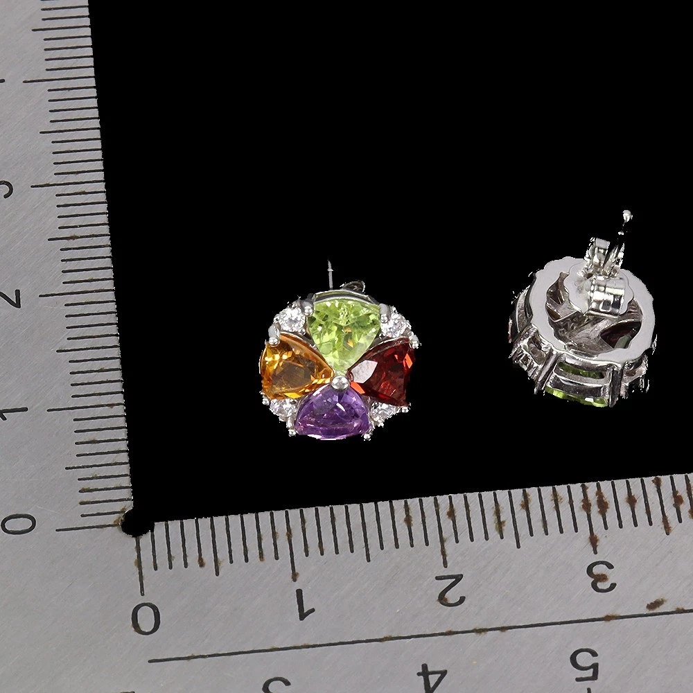 925 silver earrings with amethyst, citrine, peridot and garnet