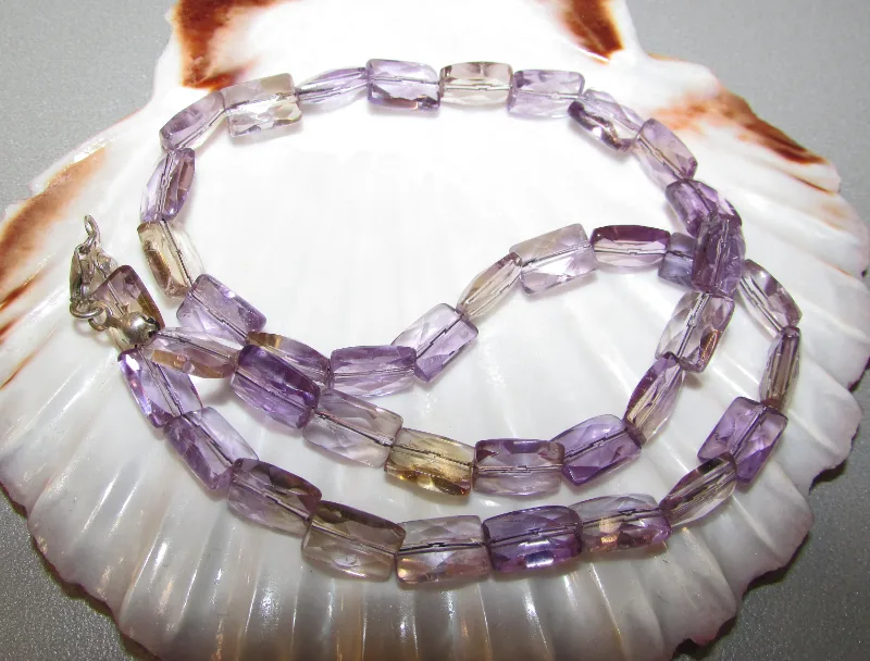 Natural ametrine beaded necklace 7x10 mm