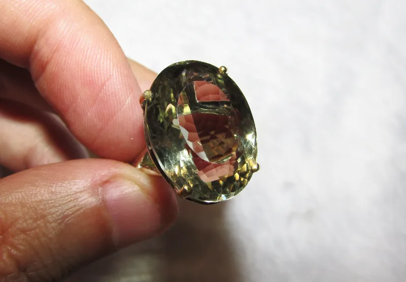 925 sterling silver ring with green amethyst prasiolite 29 carat