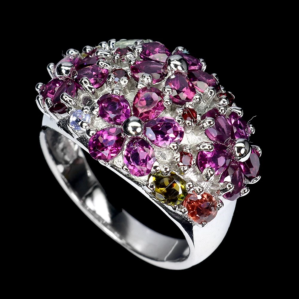 925 silver ring with rhodolite garnet