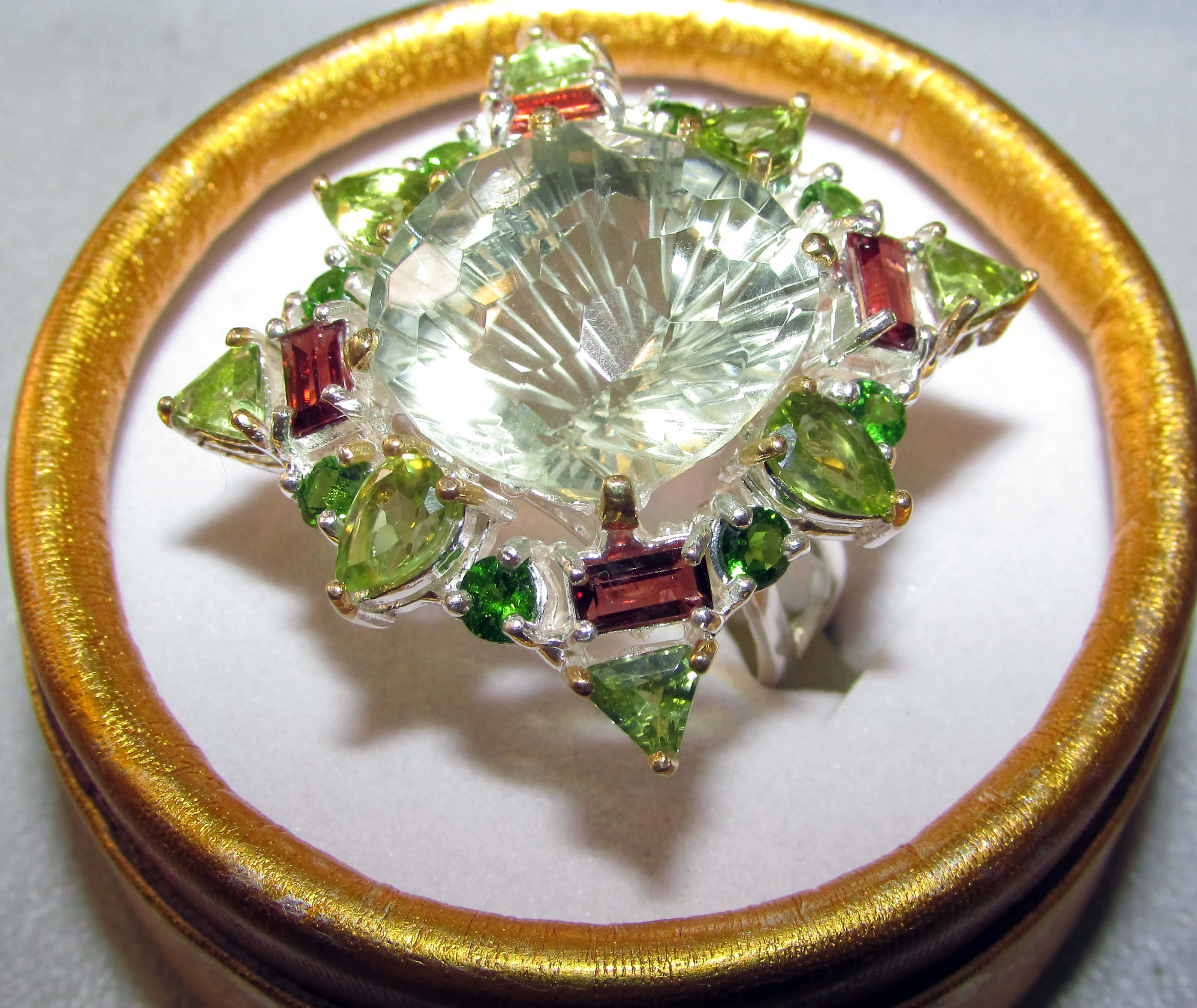 925 Silver ring with green amethyst prasiolite