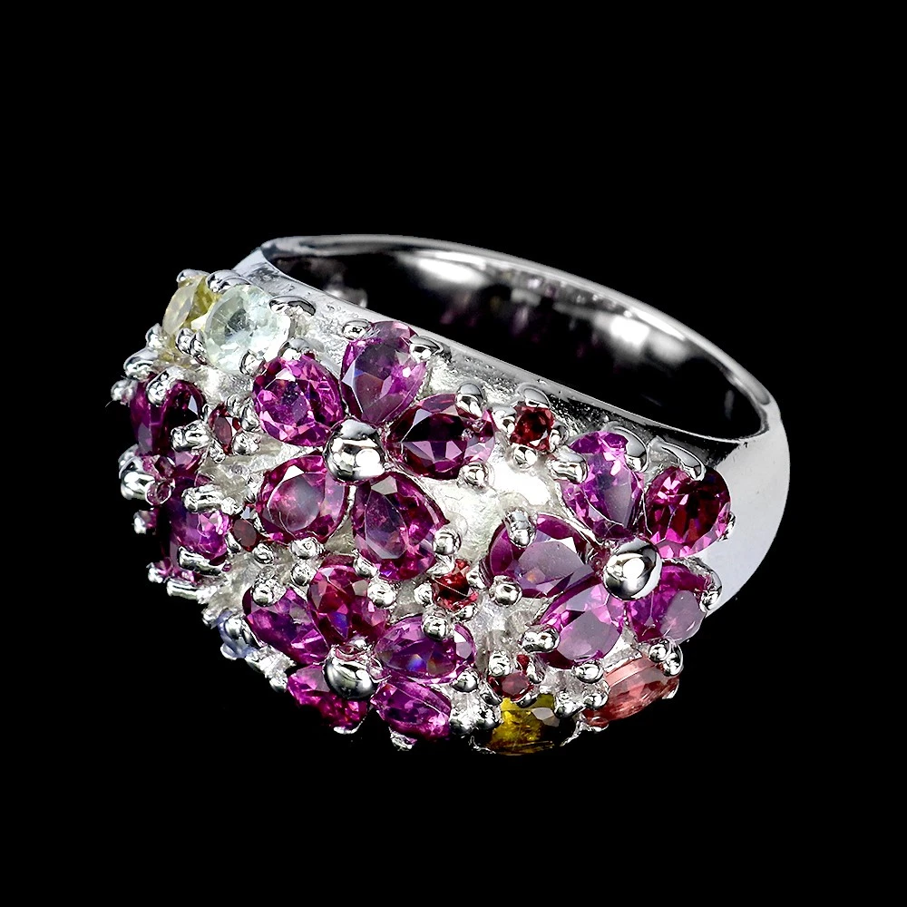 925 silver ring with rhodolite garnet