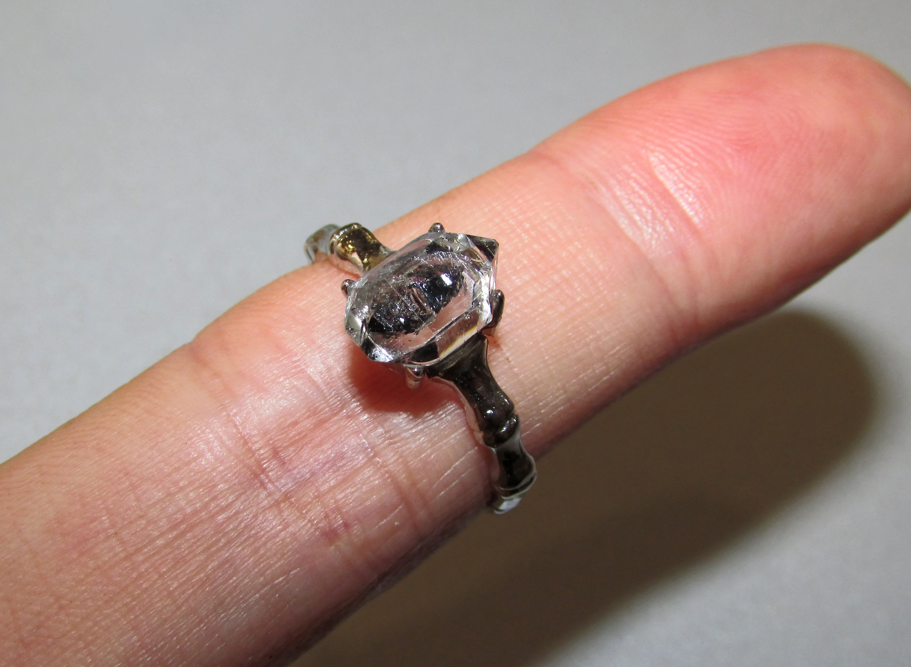 Two adjustable rings with Herkimer diamond