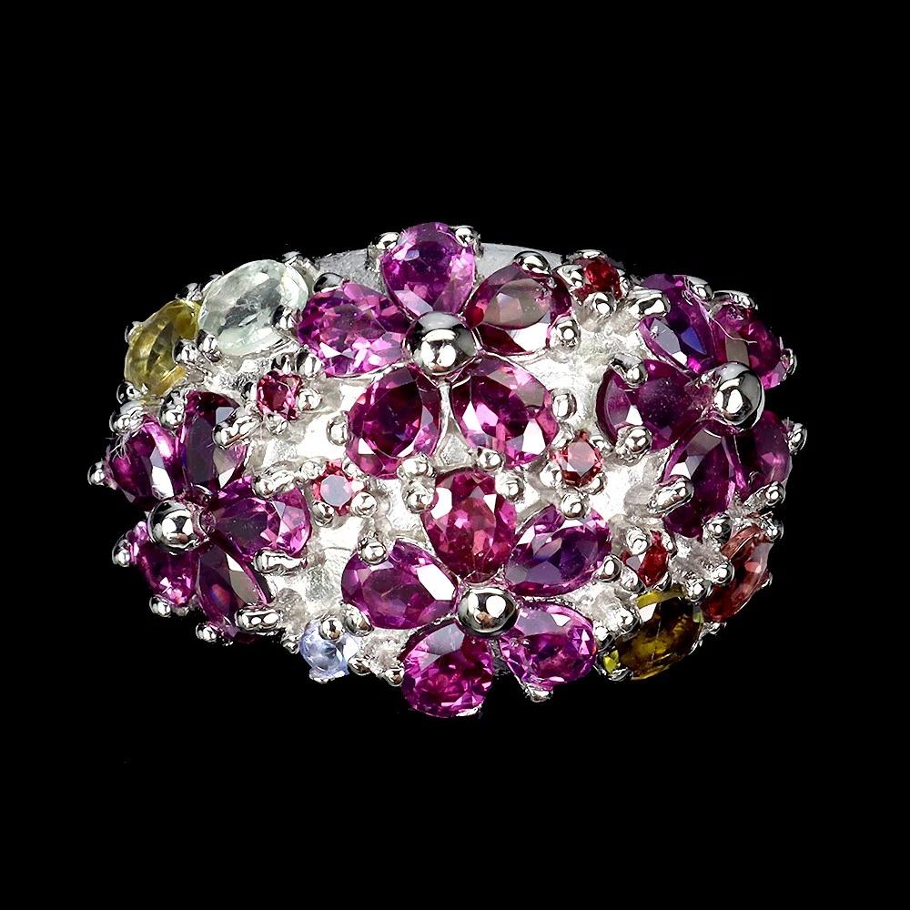 925 silver ring with rhodolite garnet