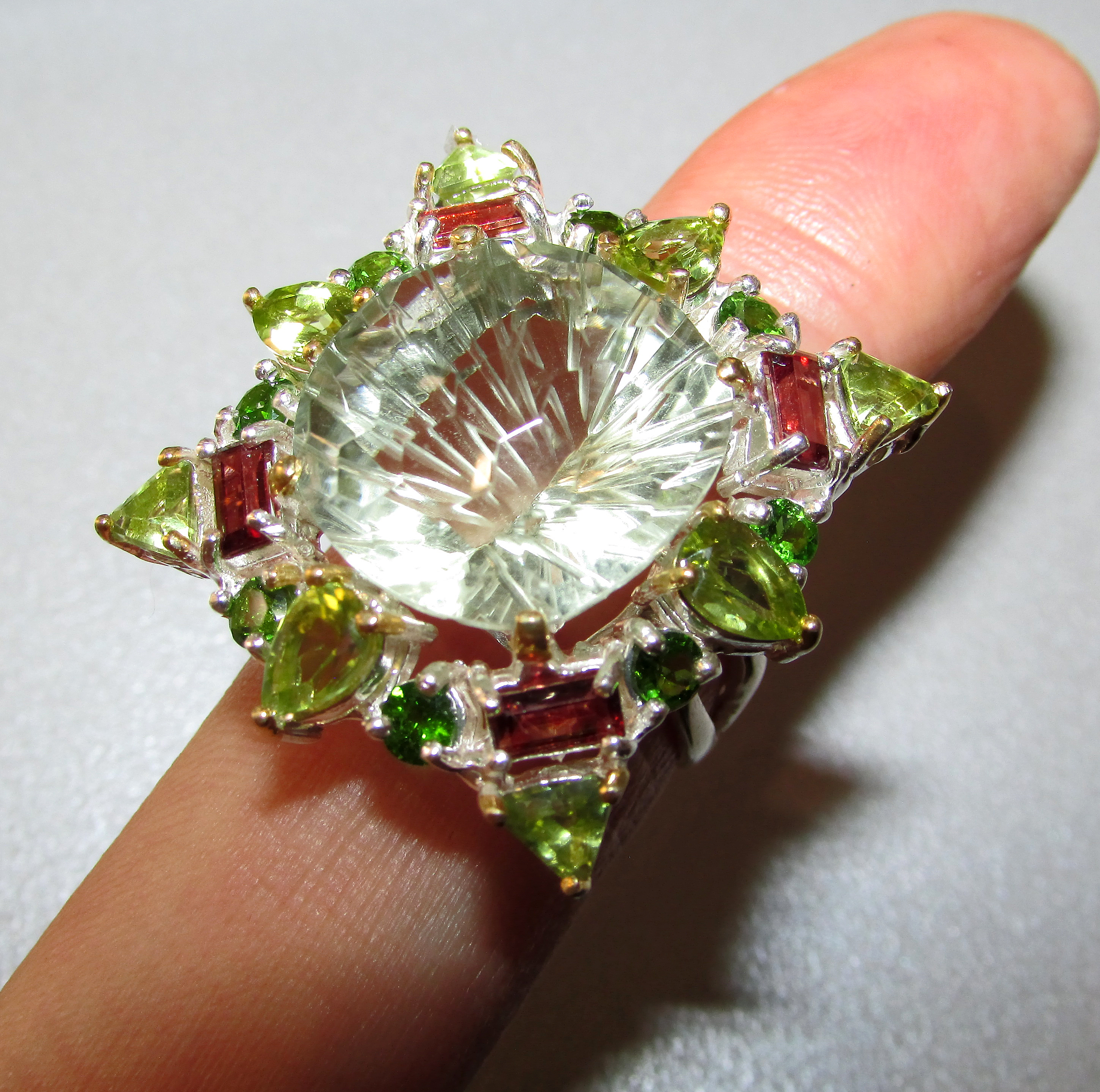 925 Silver ring with green amethyst prasiolite