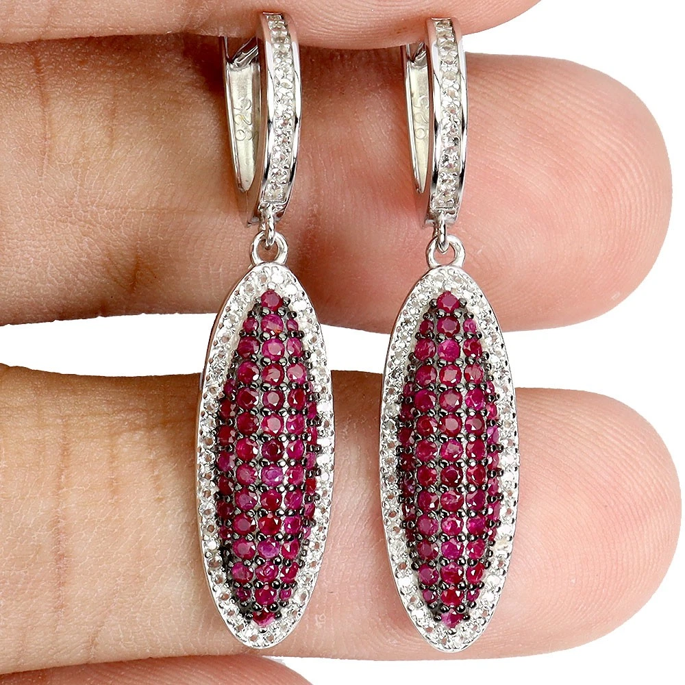 925 silver earrings with rubies from Myanmar