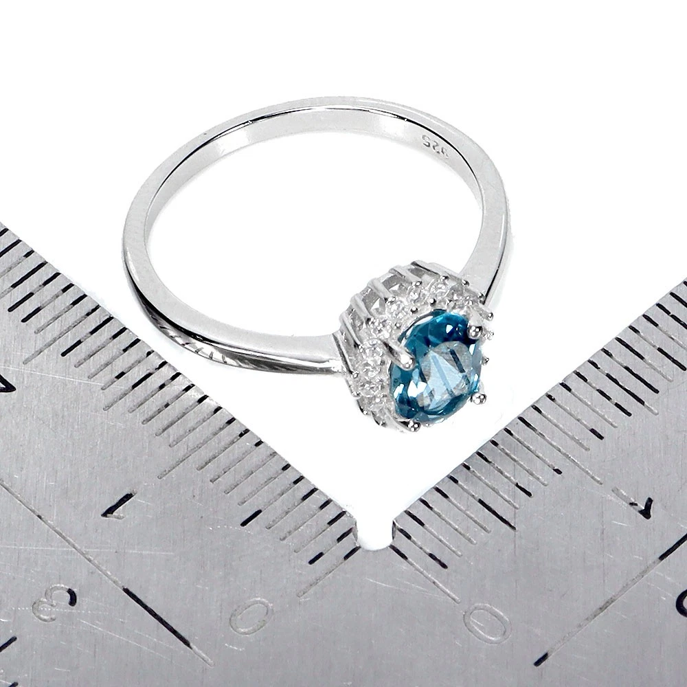 925 Сребърен пръстен с топаз  London Blue Topaz 7х5мм